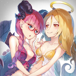 This is a pixiv picture whose title is 天使と悪魔.