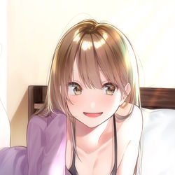 This is a pixiv picture whose title is 「おはよ、よく眠れた？」.