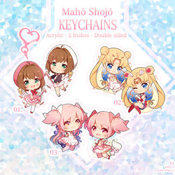 This is a pixiv picture whose title is Mahō Shōjo Acrylic Keychains.