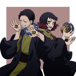 This is a pixiv picture whose title is 手毬鬼と矢印鬼.