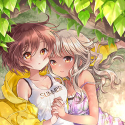 This is a pixiv picture whose title is 木陰で重ねる逢瀬.