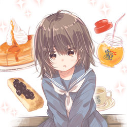 This is a pixiv picture whose title is 「明日コメダ行く…！」と決めた女子高生.