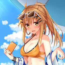 This is a pixiv picture whose title is 「暑いし……充電切れたし……帰りたい……」.