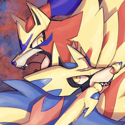 This is a pixiv picture whose title is ザシアン×ザマゼンタ.