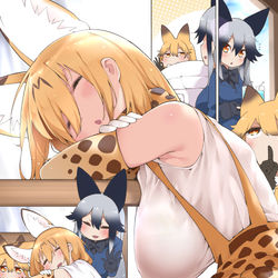 This is a pixiv picture whose title is サーバル姉さんの午後の居眠りとフレンズのやさしさ.