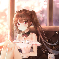 This is a pixiv picture whose title is 「先輩、その本面白いですか。」.