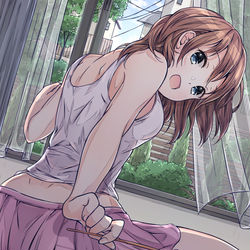 This is a pixiv picture whose title is 年下彼女に起こされて.