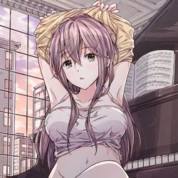 This is a pixiv picture whose title is 年上彼女はピアニスト.