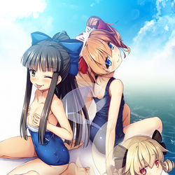 This is a pixiv picture whose title is スク水三月精.