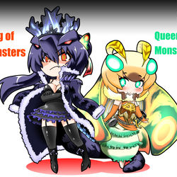 This is a pixiv picture whose title is ゴジラとモスラのフレンズ！.