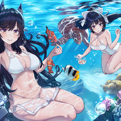 This is a pixiv picture whose title is 水中の愛宕＆高雄.
