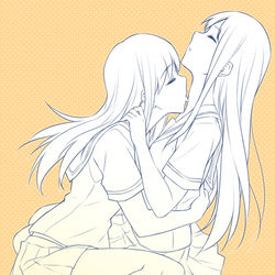 This is a pixiv picture whose title is 百合练习 半成品.