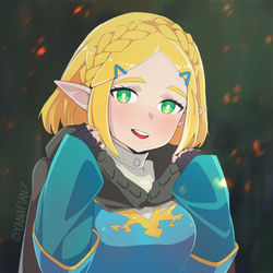 This is a pixiv picture whose title is 短い髪のゼルダ姫.