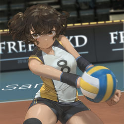This is a pixiv picture whose title is バレーボール 少女 ( Volleyball Girl ).