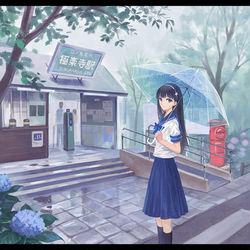 This is a pixiv picture whose title is 駅.