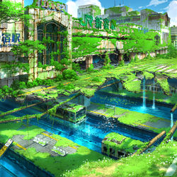 This is a pixiv picture whose title is 新宿駅南口幻想.