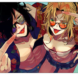 This is a pixiv picture whose title is ヤンキー悪友カップル.