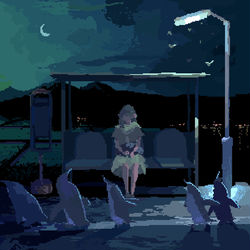 This is a pixiv picture whose title is いつまでたってもバスは来ない.