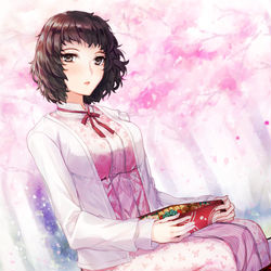 This is a pixiv picture whose title is お花見の絵のお酒に酔う前の貞代.