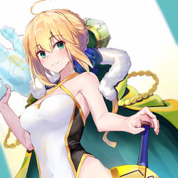 This is a pixiv picture whose title is 水着再臨アルトリア.