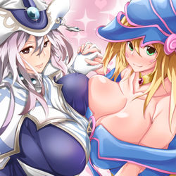 This is a pixiv picture whose title is サイレントな横乳とブラマジガールな谷間のおっぱい盛り合わせ.