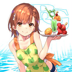 This is a pixiv picture whose title is エプロンホットパンツ水着.