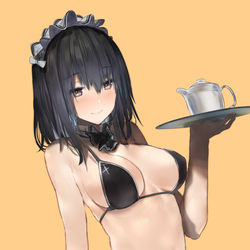 This is a pixiv picture whose title is 水着メイドちゃんティータイム.