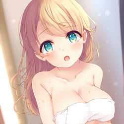 This is a pixiv picture whose title is 看板娘ママのバスタオル.