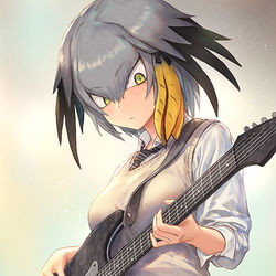 This is a pixiv picture whose title is ハシビロコウとギター.