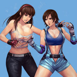 This is a pixiv picture whose title is Hitomi vs Asuka.