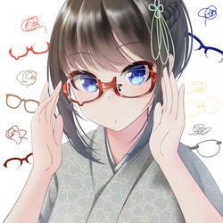 This is a pixiv picture whose title is 眼鏡を選ぶ小百合さん.