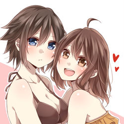 This is a pixiv picture whose title is 地味子×ぼさ子.