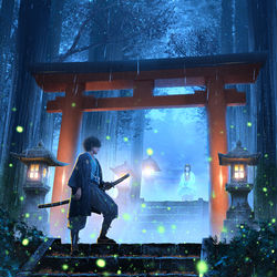 This is a pixiv picture whose title is 鬼人幻燈抄 葛野編 水泡の日々.
