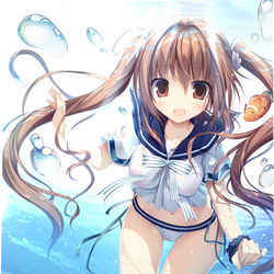 This is a pixiv picture whose title is セーラ服と水の中♪.