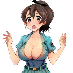 This is a pixiv picture whose title is 柚子ちゃんに青師団高校の制服着せてみた.