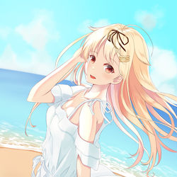 This is a pixiv picture whose title is 白ワンピ夕立.