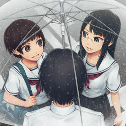 This is a pixiv picture whose title is あいあいあい傘.
