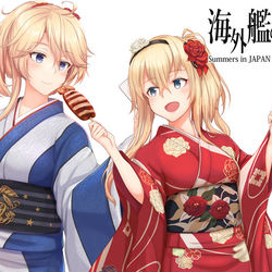 This is a pixiv picture whose title is 海外艦の夏休み2 デジタル版.