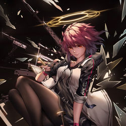 This is a pixiv picture whose title is 子弹戏法阿能。(翅膀可能是碎冰冰).