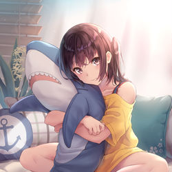 This is a pixiv picture whose title is サメのぬいぐるみ.