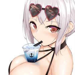 This is a pixiv picture whose title is タピオカチャレンジ余裕の乳.