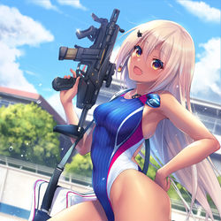 This is a pixiv picture whose title is 競泳水着とSMGと。.