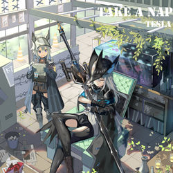 This is a pixiv picture whose title is 斯卡蒂不工作日常.