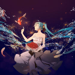 This is a pixiv picture whose title is 花火と夢.