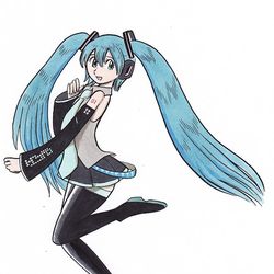 This is a pixiv picture whose title is 手塚タッチで初音ミクさん.