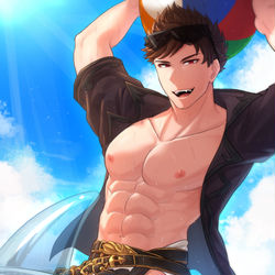 This is a pixiv picture whose title is 夏休み.