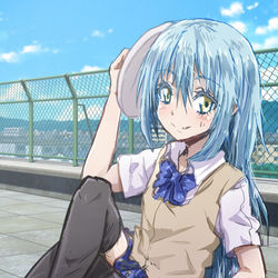 This is a pixiv picture whose title is 【お題箱より】ニーハイ制服リムル.