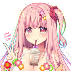 This is a pixiv picture whose title is みはるちゃんのタピオカチャレンジ.