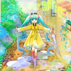 This is a pixiv picture whose title is 【MV】Rainy day/初音ミク.