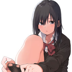 This is a pixiv picture whose title is タイツ脱ぎ脱ぎJK.